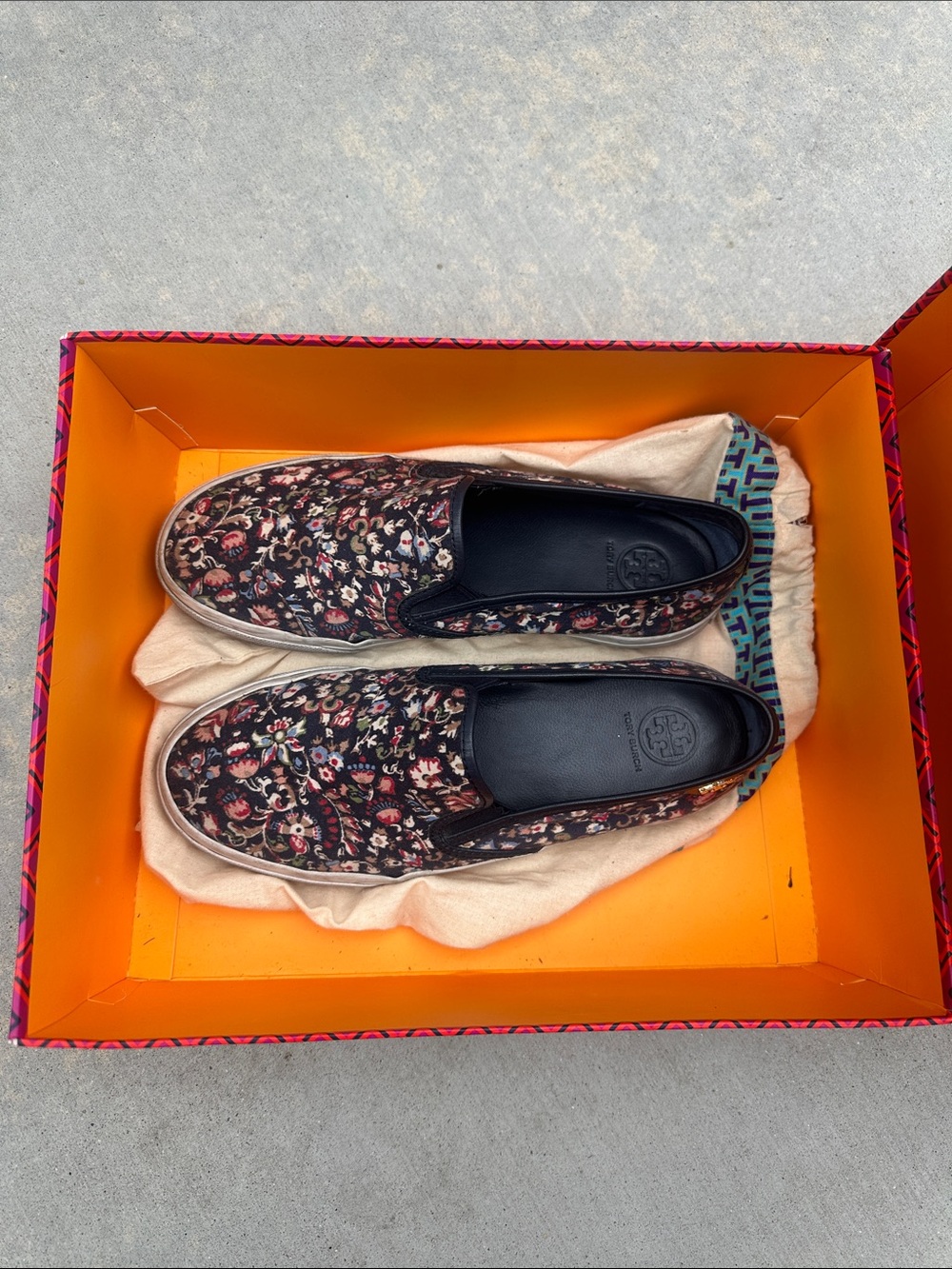 Tory Burch Black Floral Slip-On Sneakers